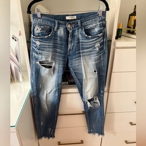 Moussy Blue Distressed Boyfriend Jeans
